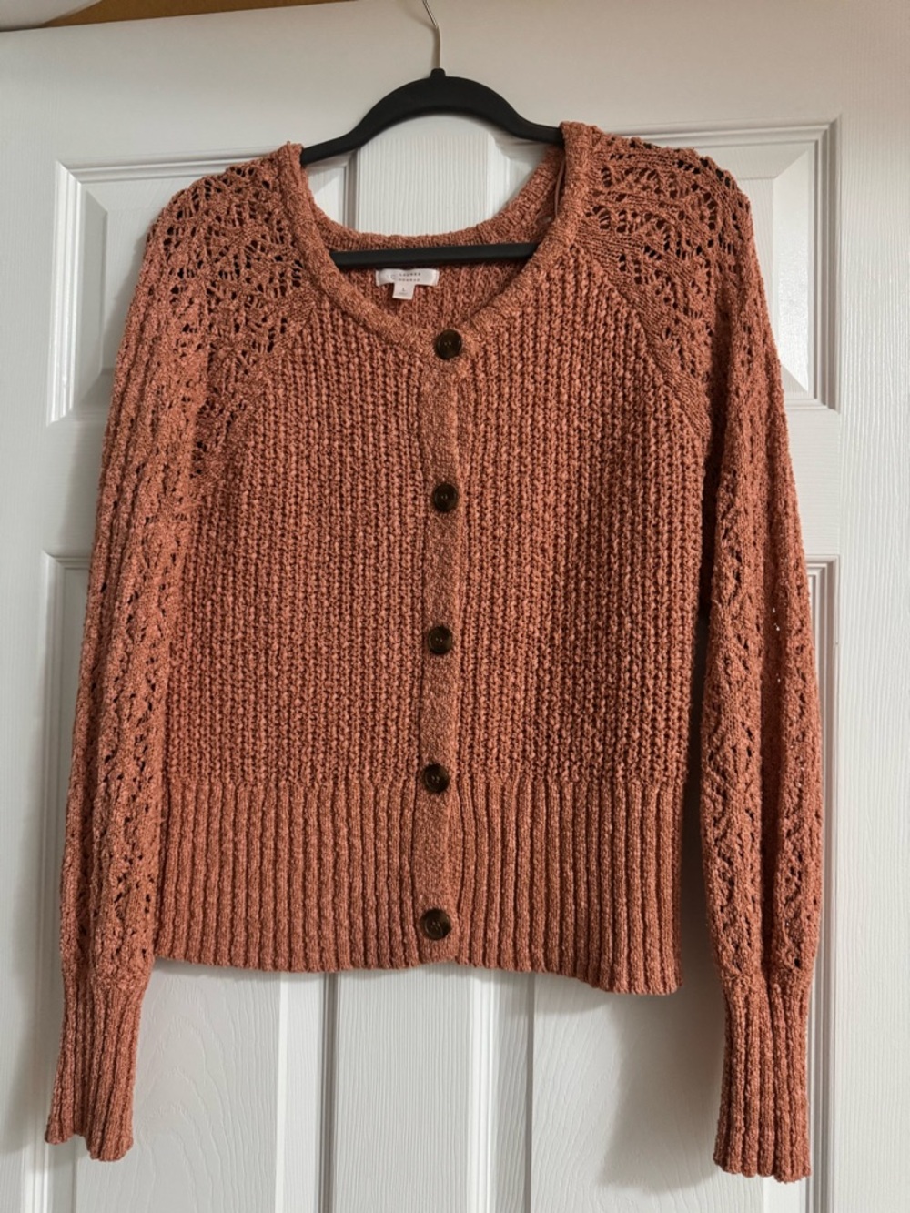 LC Lauren Conrad Rose Mauve Button-Front Knit Cardigan
